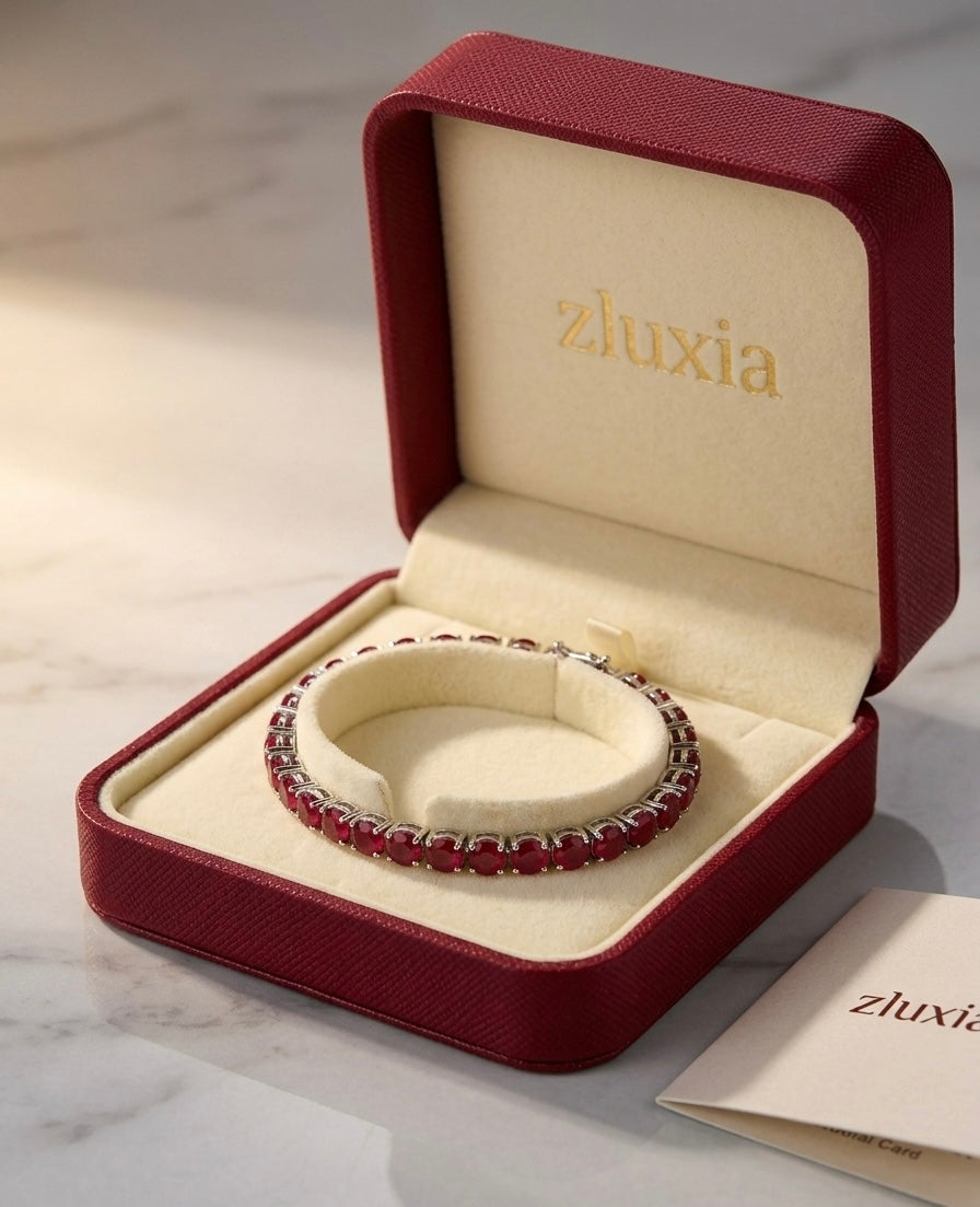 zluxia - Bracciale Tennis "Cuore Scarlatto"