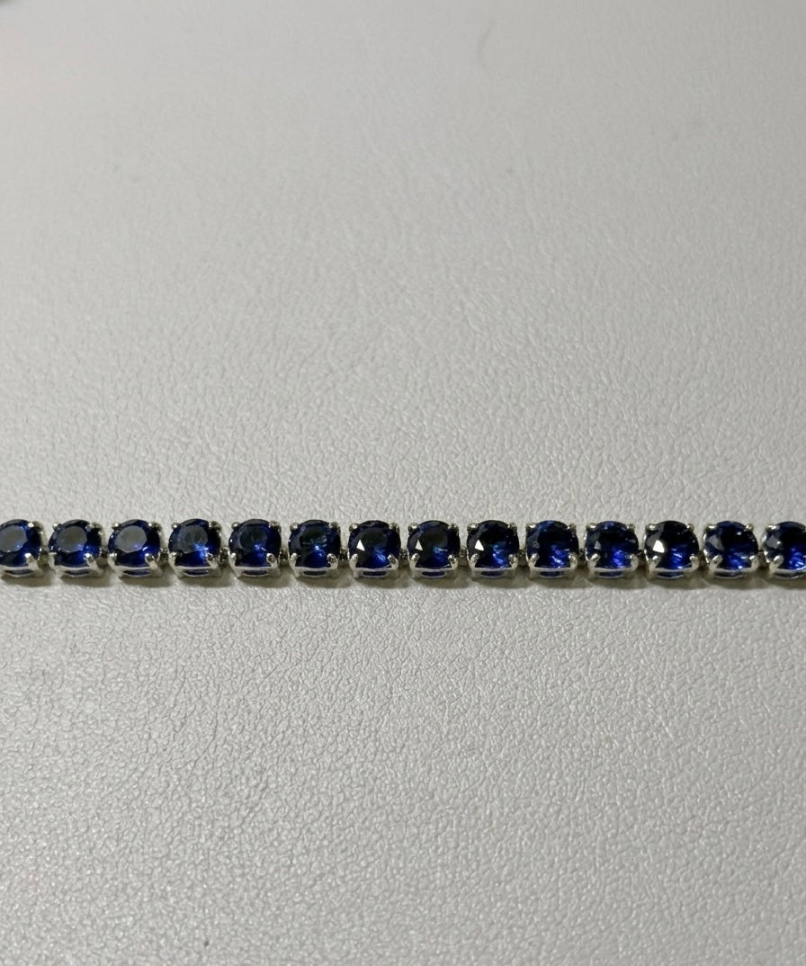 zluxia - Bracciale Tennis "Abisso Reale" con Zaffiri Blu Profondo
