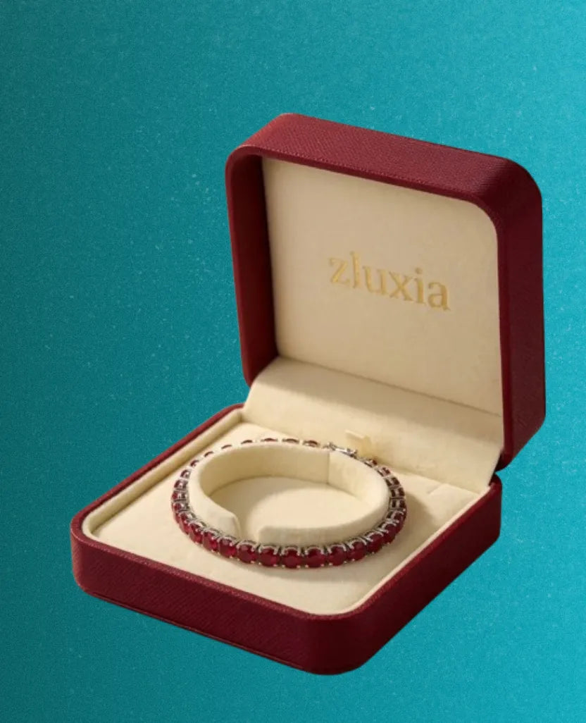 zluxia - Bracciale Tennis "Cuore Scarlatto"